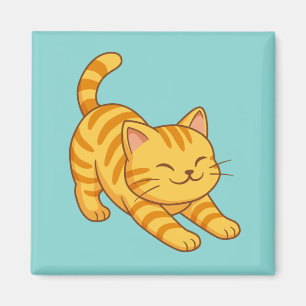 Aimant Chat Tigre Orange Étiré en Vert