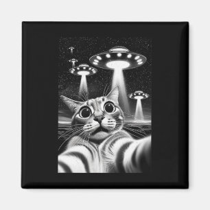 Aimant Chat Ufo Drôle Invasion Mème Rétro Alien Chat Ufo 