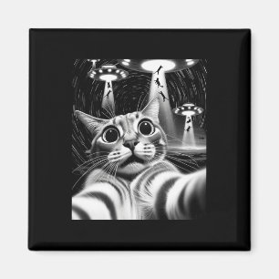 Aimant Chat Ufo Invasion _ Drôle Chat Mème Rétro Alien Ch