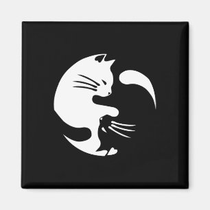 Aimant Chat Yin Yang Peace Love Interconnectées Idée cade