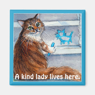 Aimant Chateau chat signe hobo, gentille dame vit ici aim