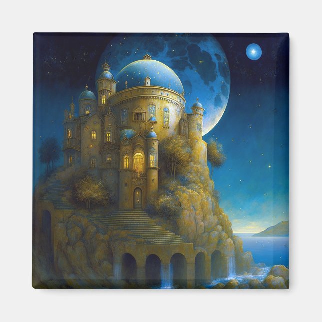 Aimant Château Imaginaire Lune Paysage (Devant)