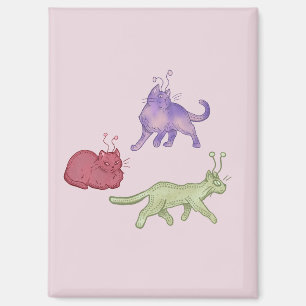 Aimant Chats Aliens Espace Fantaisiste Chat Drôle Sci-Fi