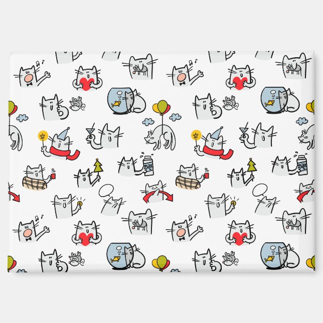 Aimant Chats amusants, lait et magie. (Recto)