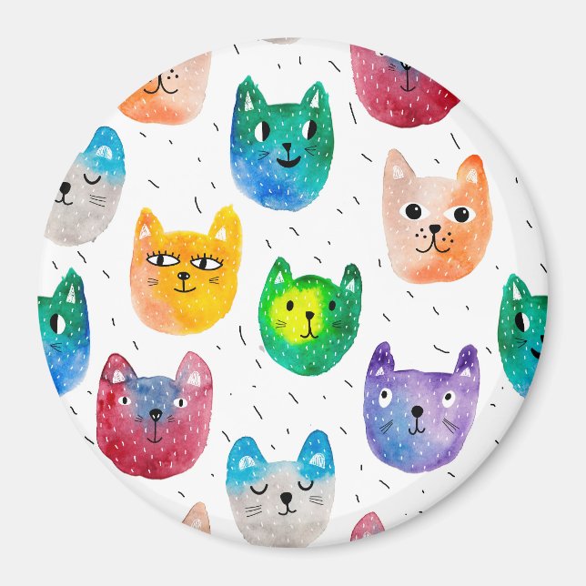 Aimant Chats aquarelles et amis (Devant)