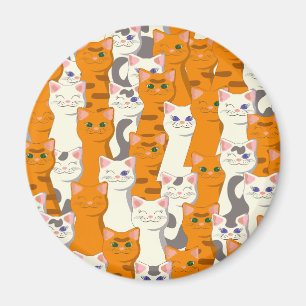 Aimant Chats blancs et gingembre motif yeux verts yeux bl