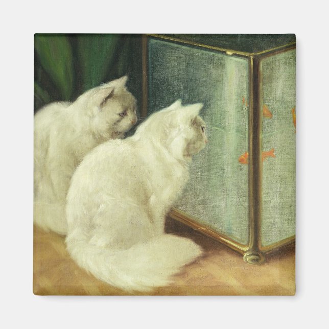 Aimant Chats blancs observant le poisson rouge (Devant)