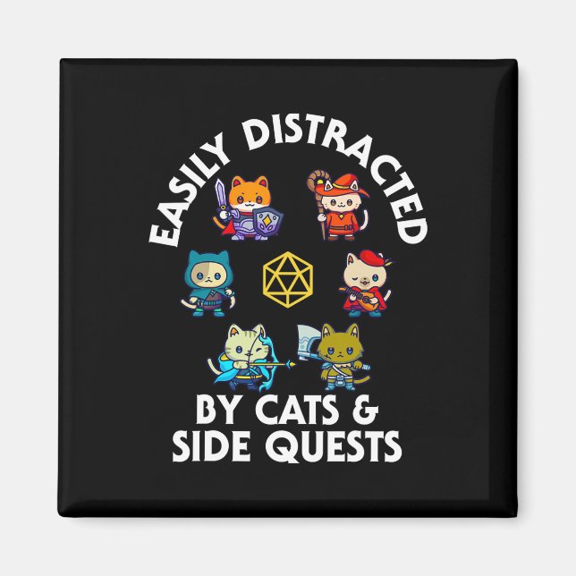 Aimant Chats de joueur de Rpg Quête secondaire Drôle Nerd (Devant)