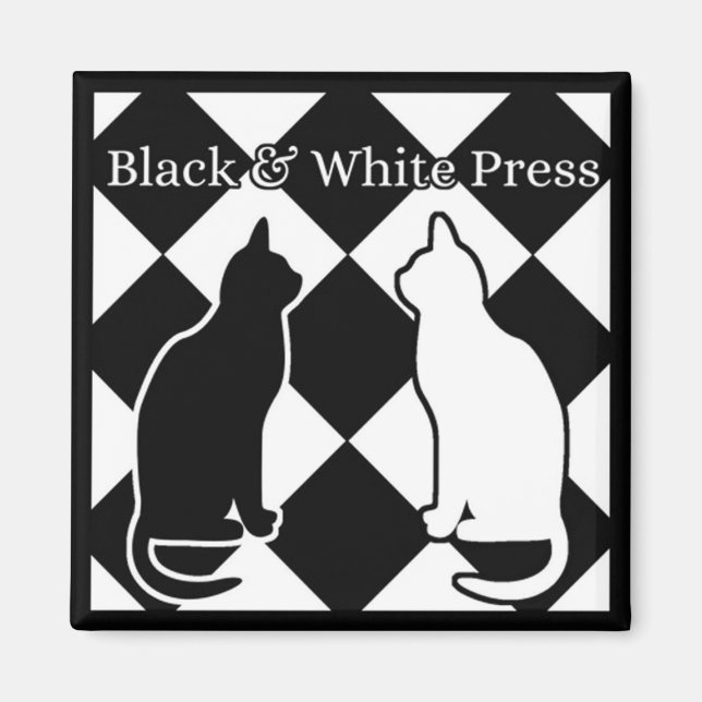 Aimant Chats de presse noir et blanc (Devant)