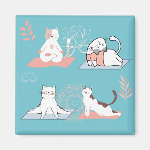 Aimant Chats de Yoga Lotus