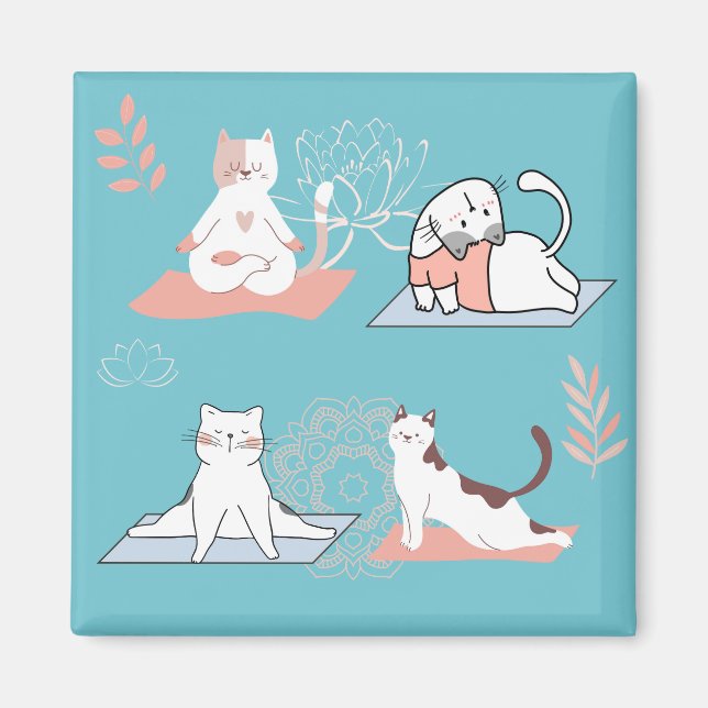 Aimant Chats de Yoga Lotus (Devant)