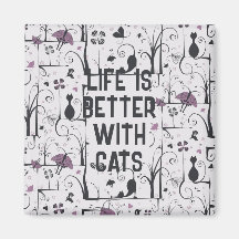 Chats en Arbres Cute Silhouette Motif Personnalise