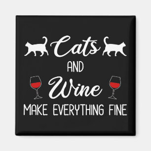 Aimant Chats et vin rendent tout fin