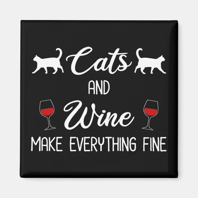 Aimant Chats et vin rendent tout fin (Devant)