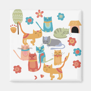 Aimant Chats Kitty colorés Imprimer Cadeaux pour Amoureux