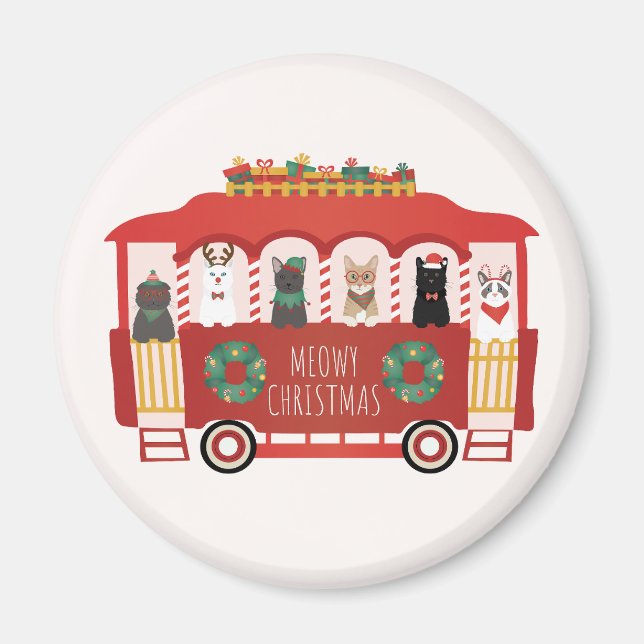 Aimant Chats Noël Trolly Meowy Noël (Devant)