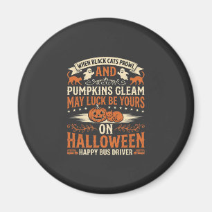 Aimant Chats noirs d'Halloween Citrouille Chauffeur de bu