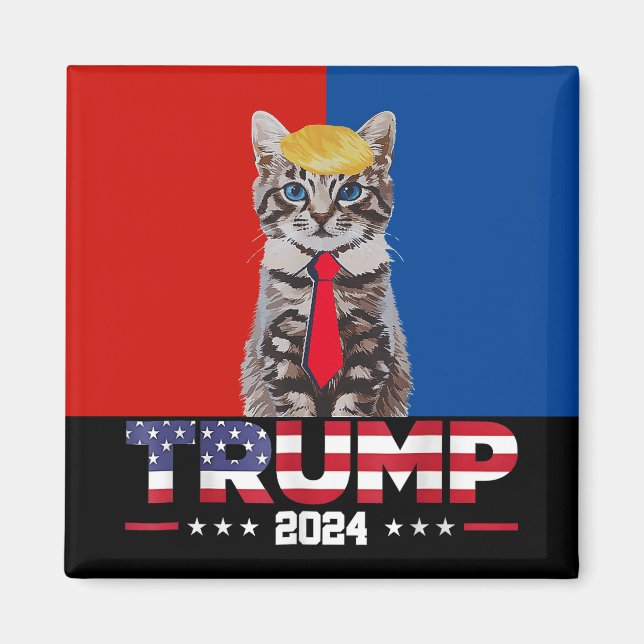 Aimant Chats Pour Trump 2024 | Vance Trump Red Blue (Devant)