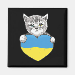 Aimant Chats Ukrainiens Ukraine Drapeau Ukraine Cœur Pour
