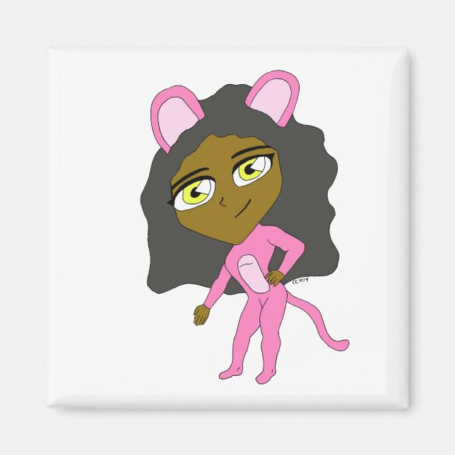 Aimant chatte rose (Devant)