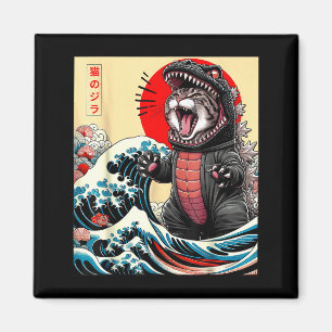 Aimant Chatzilla Chat Art Japonais Drôle De Chat Pour Hom