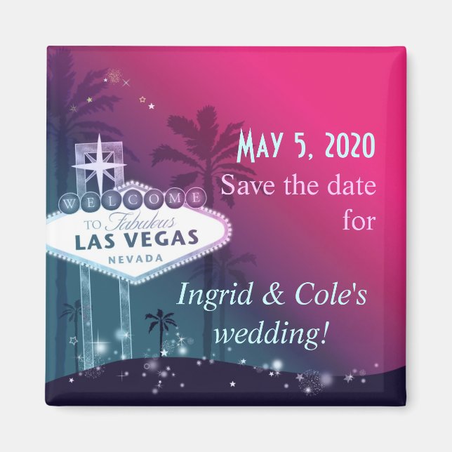 Aimant Chaud rose Las Vegas Strip Mariage Enregistrer la  (Devant)