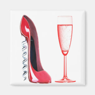 Aimant Chaussure de tire-bouchon et verre de Champagne