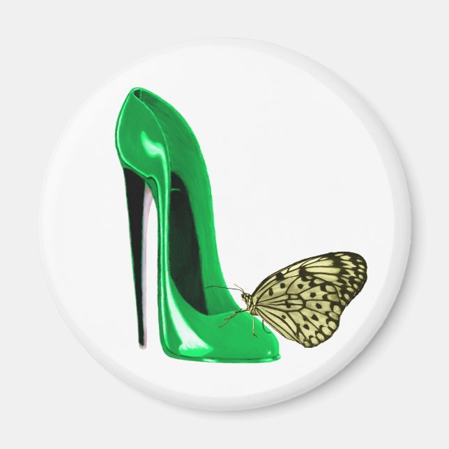Aimant Chaussure et papillon Emerald Green Stiletto (Devant)