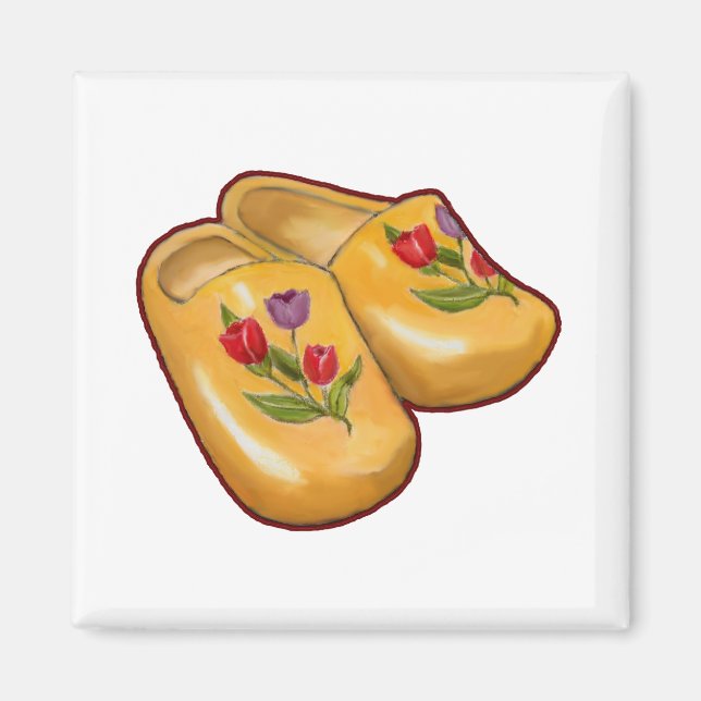 Aimant Chaussures, tulipes, Hollande, Art (Devant)