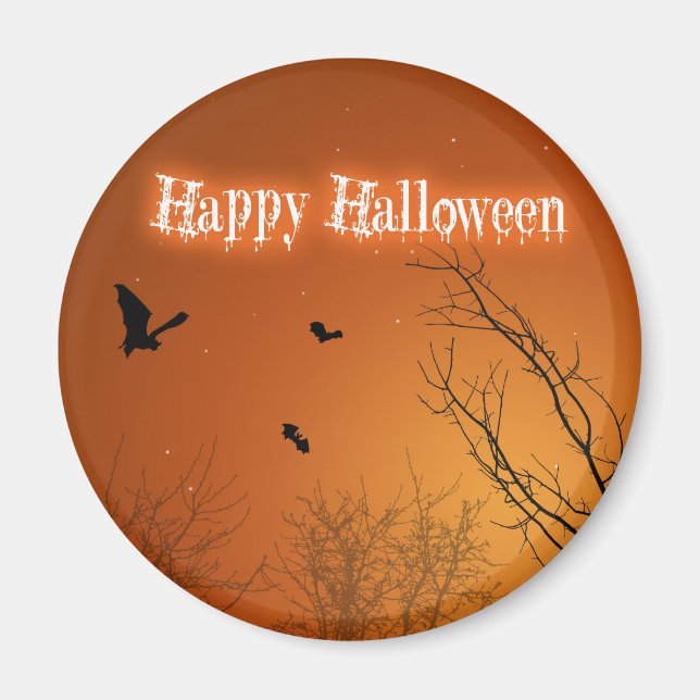 Aimant Chauves-souris et arbres d'Halloween (Devant)