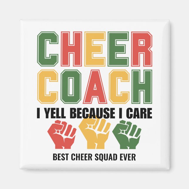 Aimant CHEER COACH Je hurle parce que je me soucie drôle  (Devant)