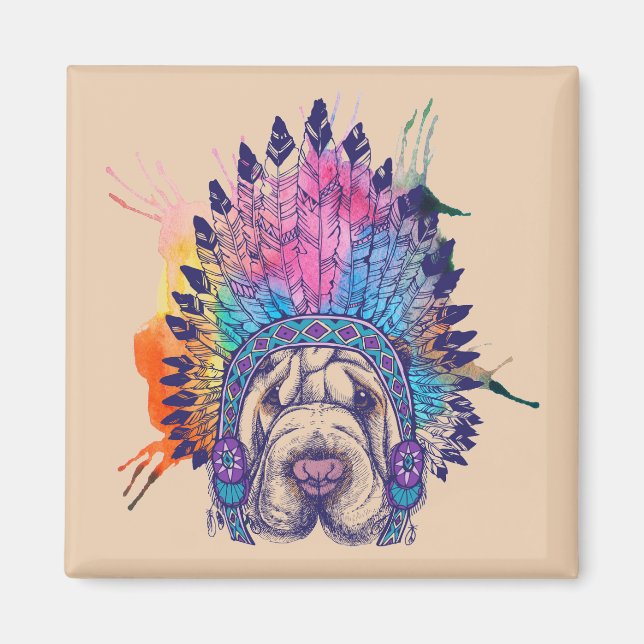 Aimant Chef amérindien de Sharpei (Devant)