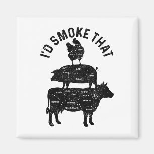 Aimant Chef Butcher Bbq Je fumerais ce boeuf de porc amus