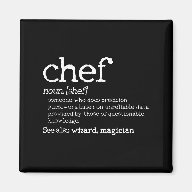 Aimant Chef Definition - Funny Dictionary Cooking Gift Ta (Devant)