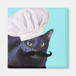 Aimant Chef italien, chat noir