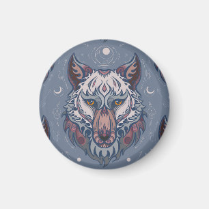 Aimant Chefs de loups avec décoration de boho