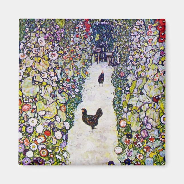 Aimant Chemin de jardin avec poulets, Gustav Klimt (Devant)