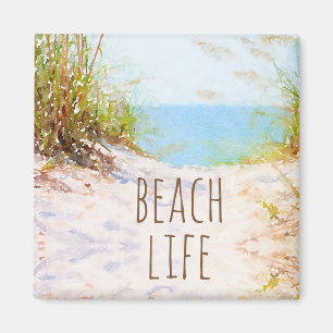 Aimant Chemin de plage à l'aquarelle Vie de plage