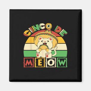 Aimant Chemise Cinco De Meow Avec Chat Souriant Taco Et S