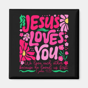 Aimant Chemise d'amour Jésus Boho Floral Foi religieuse