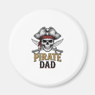 Aimant Chemise de gravure vintage crâne épée Papa pirate_