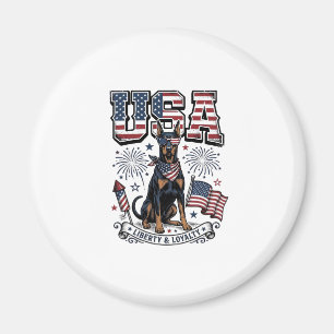 Aimant Chemise de gravure vintage USA Doberman patriotiqu