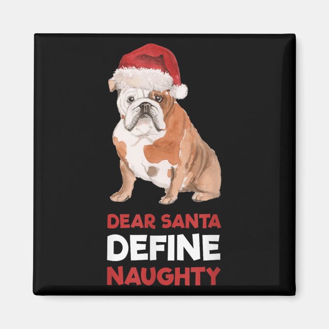 Aimant Chemise de Noël Bulldog Anglais Cher Père Noël Déf (Devant)