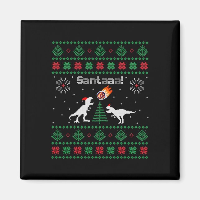 Aimant Chemise de Noël laide de dinosaure Santaaa  (Devant)