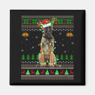 Aimant Chemise de Noël laide pour femmes Chien Malinois B