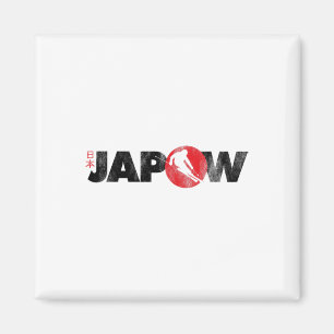 Aimant Chemise de ski Japon Japow Powder Skiing Drapeau J