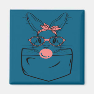 Aimant Chemise mignonne lapin de Pâques poche bulle lapin