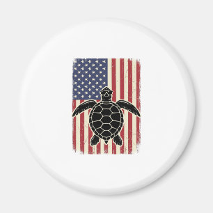Aimant Chemise patriotique vintage tortue marine drapeau