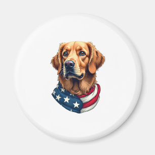 Aimant Chemise Vintage Visage de Golden Retriever Patriot