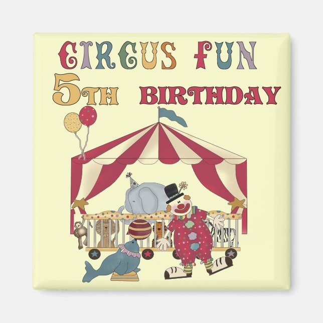 Aimant Chemises et cadeaux Circus 5th Birthday (Devant)